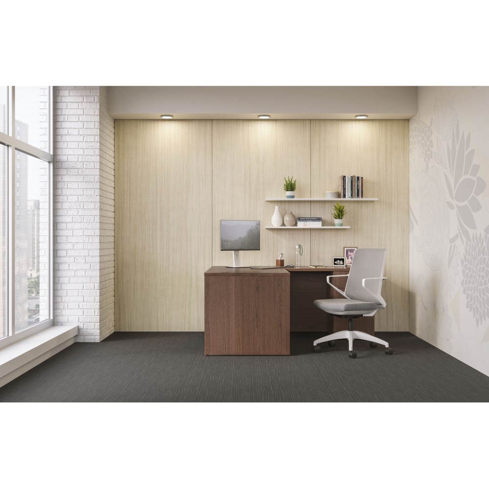 HON Mod 60inW L-Station Computer Desk With Single Pedestal, Walnut MPN:HON6066LDK1BFSE