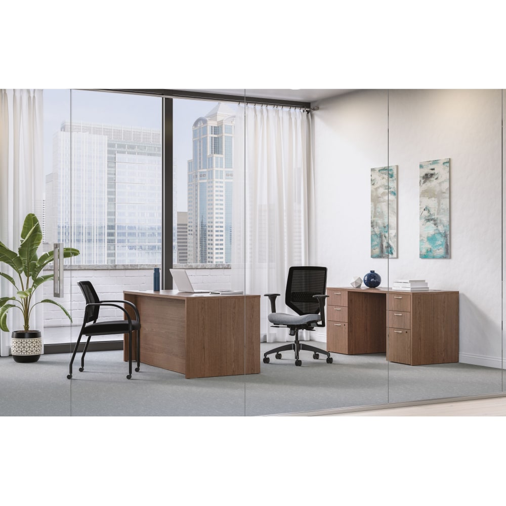 HON Mod 60inW Executive Workstation Computer Desk And Credenza With Storage, Sepia Walnut MPN:HON6090EX4BFSE
