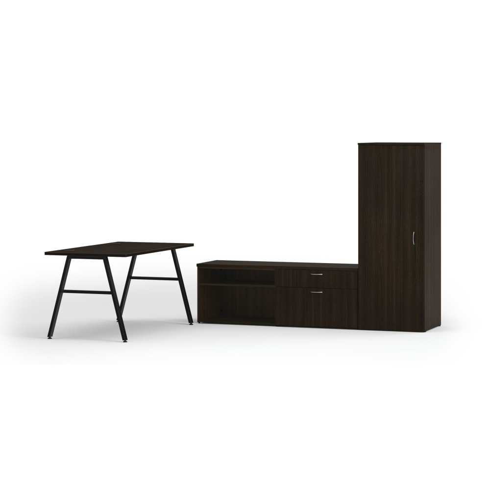 HON Mod 84inW Computer Desk Executive Workstation, Java Oak/Black MPN:HON8486EXJA1AB