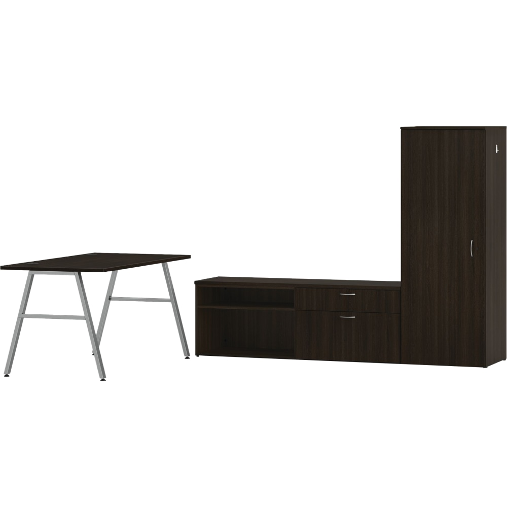 HON Mod 84inW Computer Desk Executive Workstation, Java Oak/Silver MPN:HON8486EXJA1AS