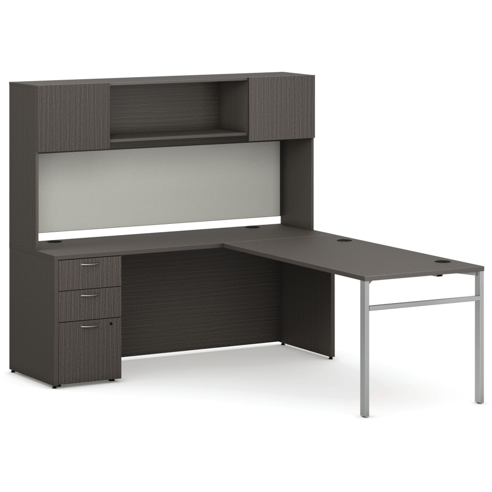 HON Mod 72inW Executive Workstation With Storage, 72inW, Slate Teak/Cool Neutral/Silver MPN:HONHLPL84LDSGS