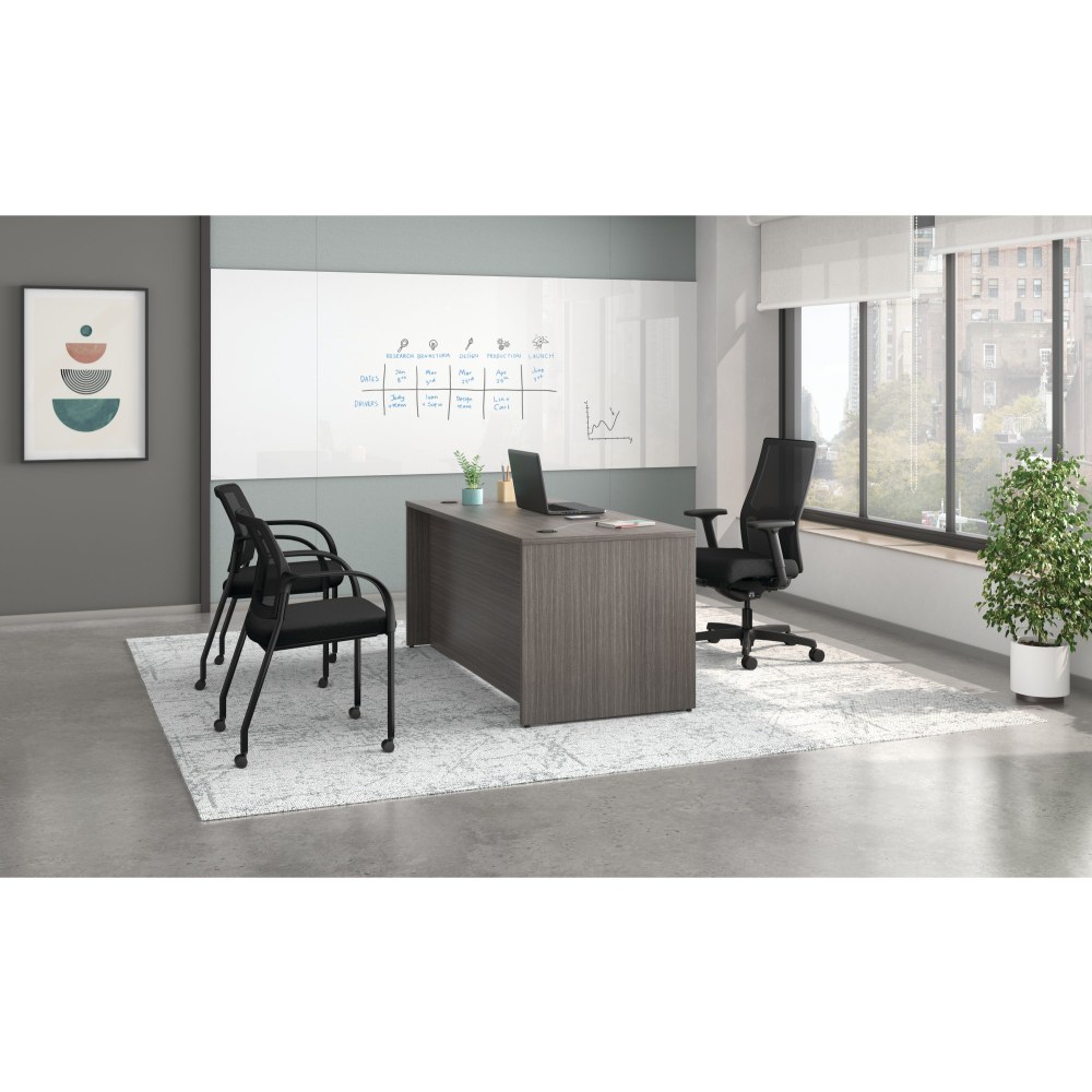 HON Mod 66inW Double-Pedestal Computer Desk, Slate Teak MPN:HONMOD002