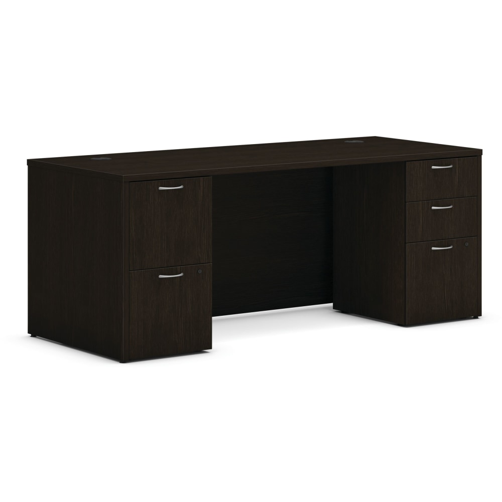 HON Mod 72inW Double-Pedestal Computer Desk, 72inW, Java Oak MPN:HONMOD010