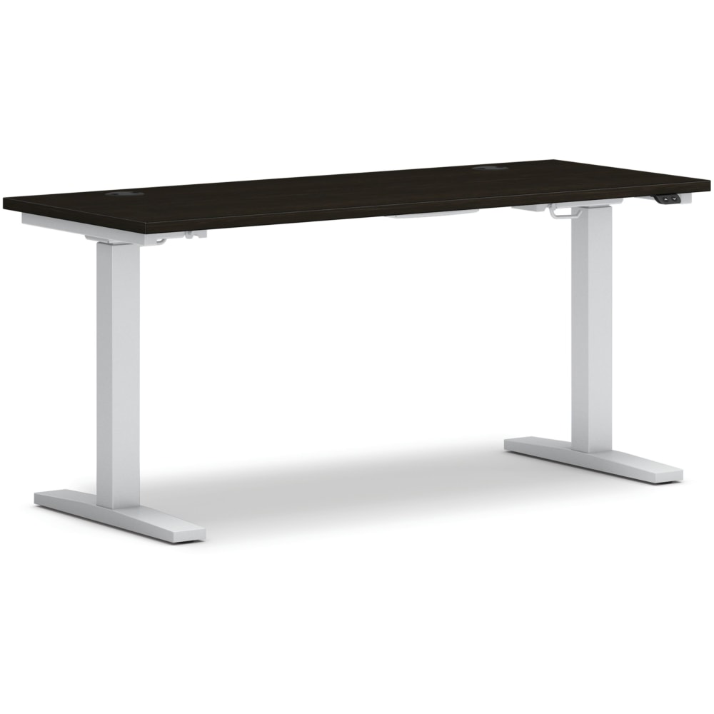 HON Mod 60inW Height-Adjustable Computer Desk, Java Oak/Silver MPN:HONMOD050