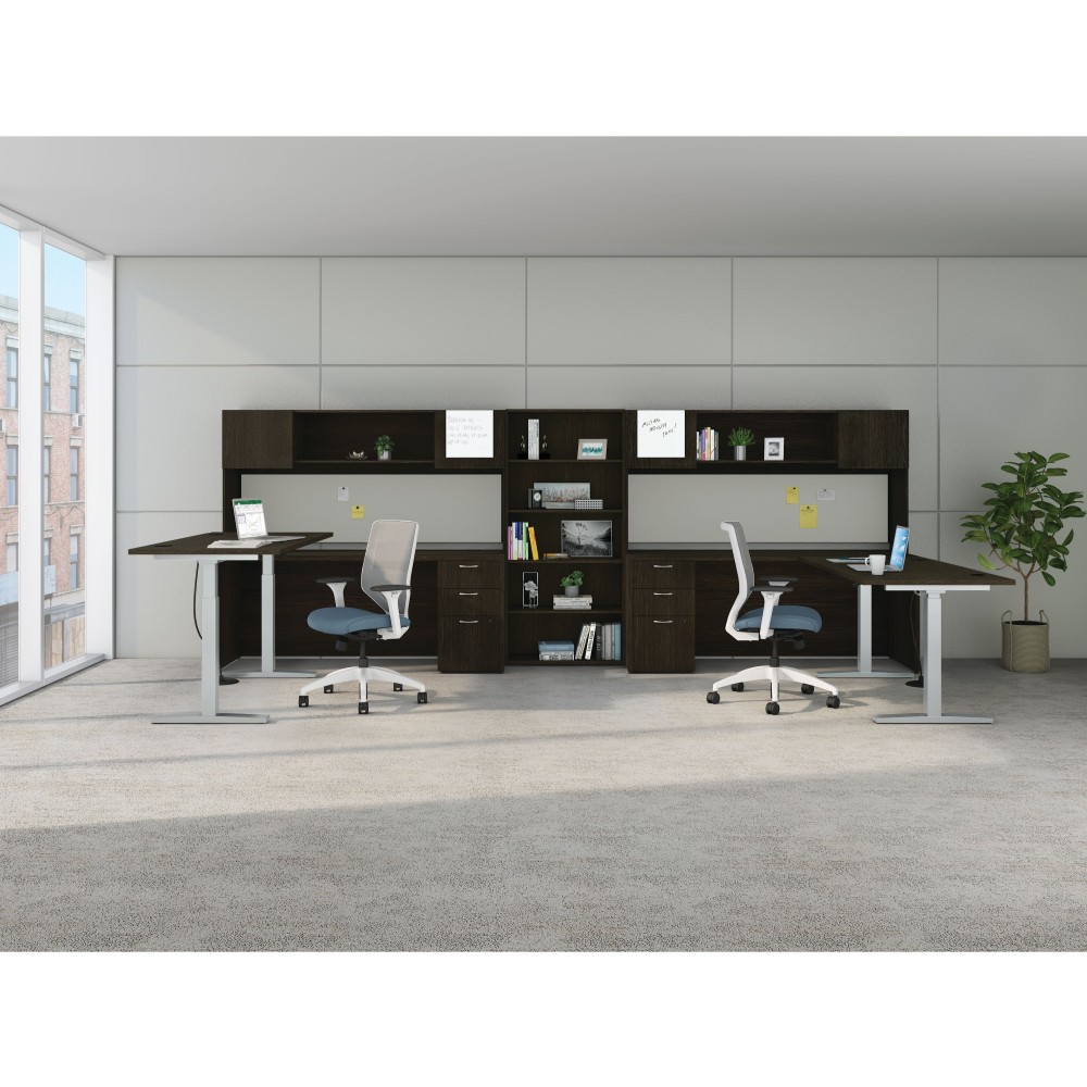 HON Coordinate 60inW Height-Adjustable Computer Desk With Mod Worksurface, Java Oak MPN:HONMOD056