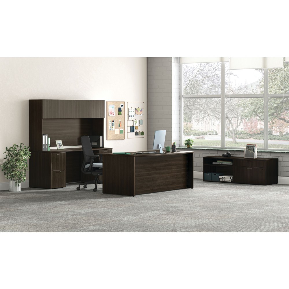 HON Mod 72inW Computer Desk Office Suite With Hutch, Java Oak MPN:HONMOD061