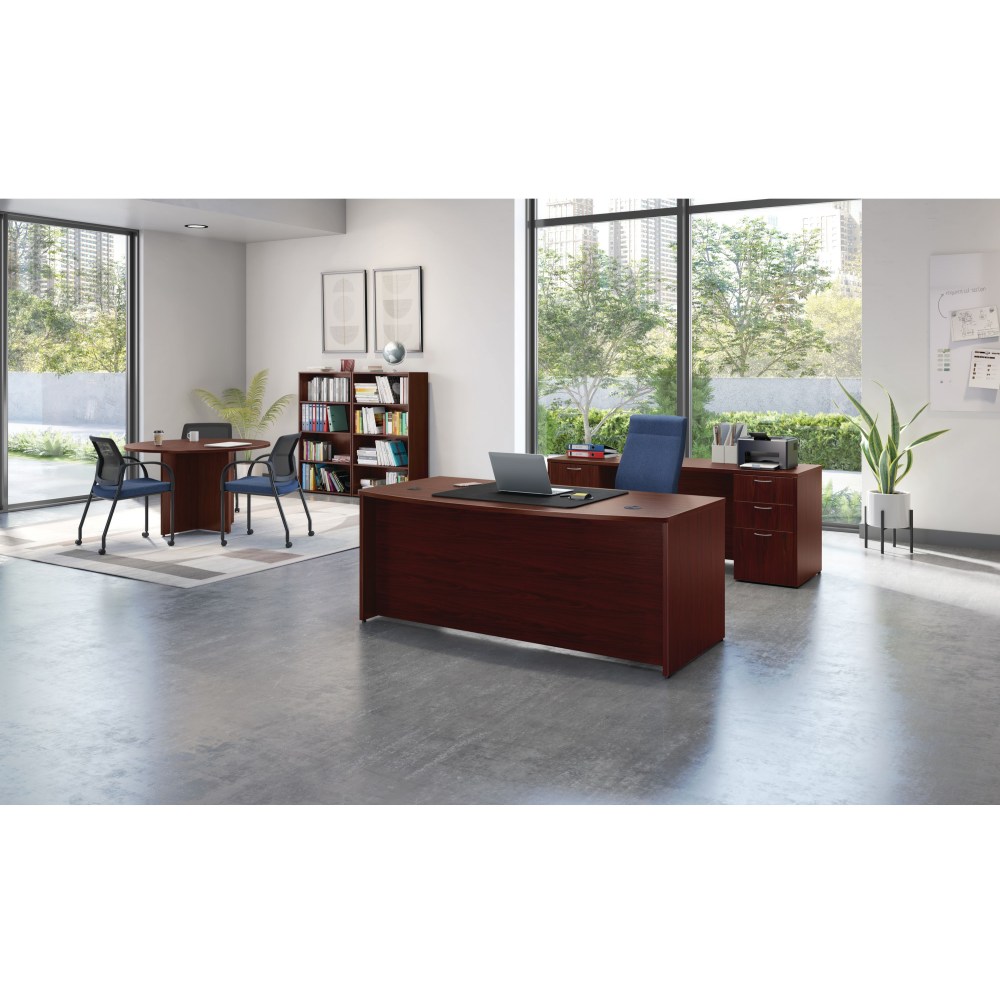 HON Mod 72inW Executive Workstation Computer Desk And Credenza With Double-Pedestal, Traditional Mahogany MPN:HONMOD063