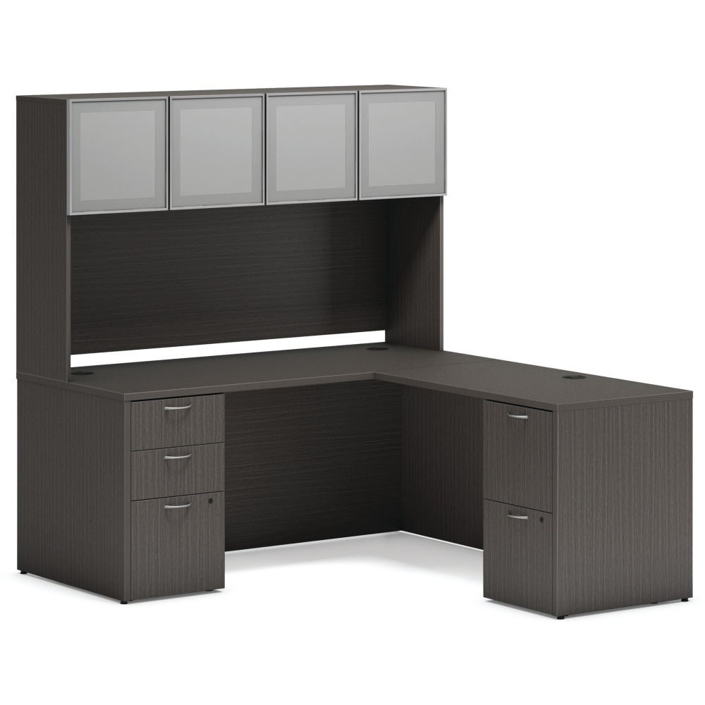 HON Mod 66inW L-Station Computer Desk With Storage Hutch, Slate Teak MPN:HONMOD067