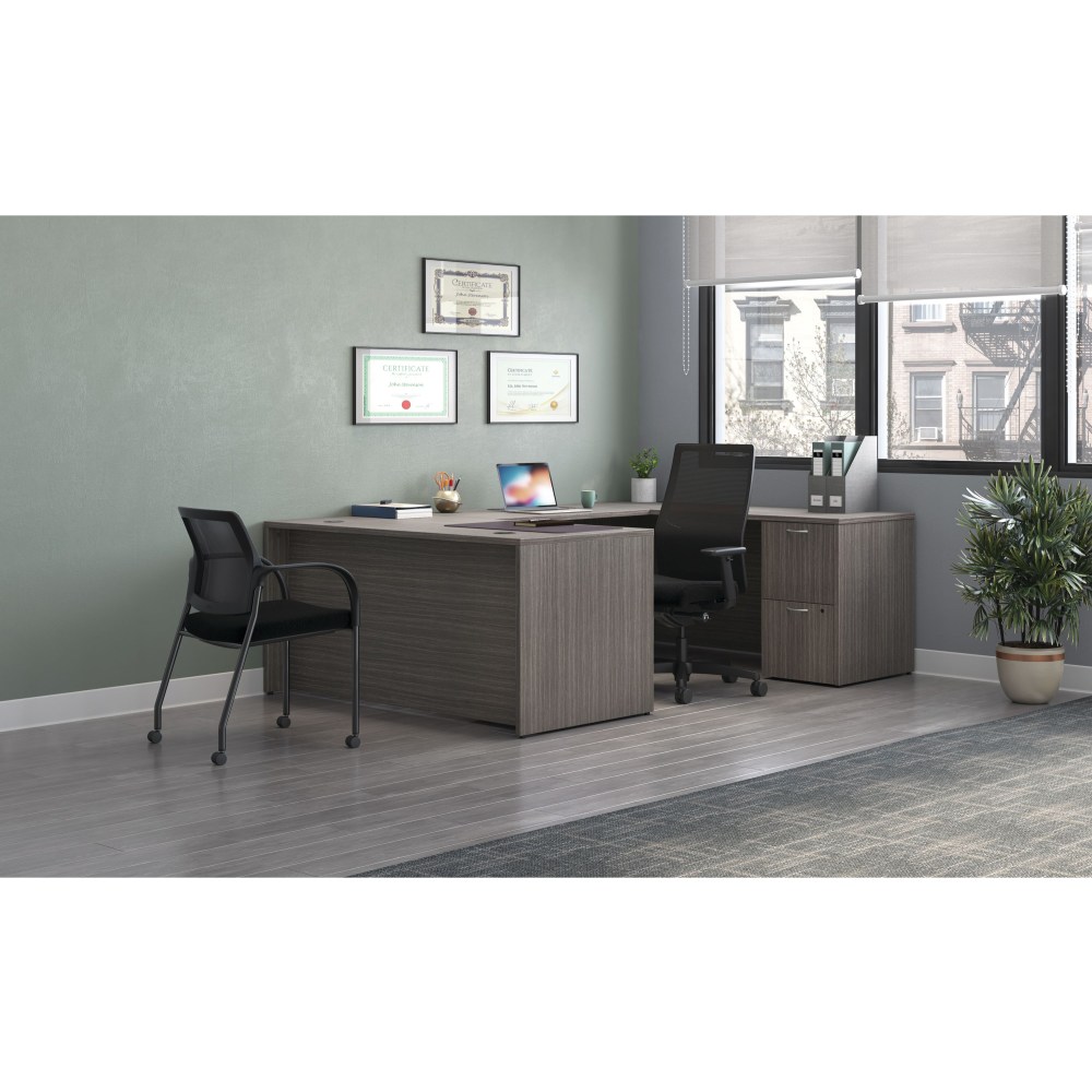 HON Mod 66inW U-Station Computer Desk With Double-Pedestal, Slate Teak MPN:HONMOD077