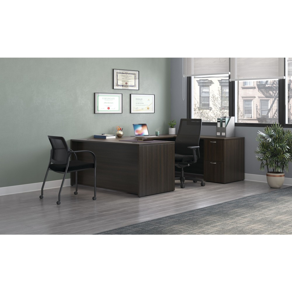 HON Mod 66inW U-Station Computer Desk With Double-Pedestal, Java Oak MPN:HONMOD081