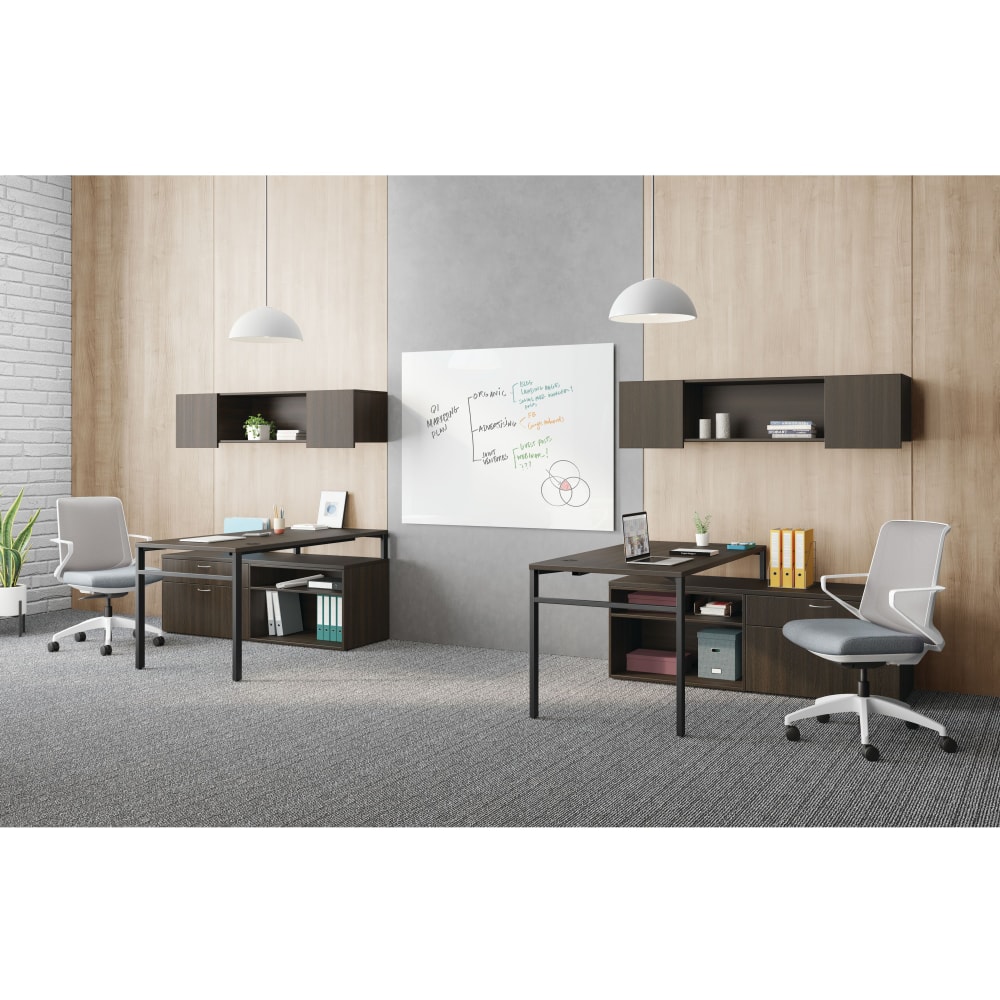 HON Mod 60inW Computer Desk Workstation With Wall Mount Storage, Black/Java Oak MPN:HONMOD113
