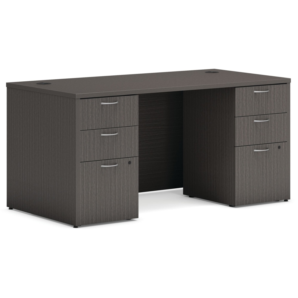 HON Mod 60inW Double-Pedestal Computer Desk, Slate Teak MPN:HONMOD177