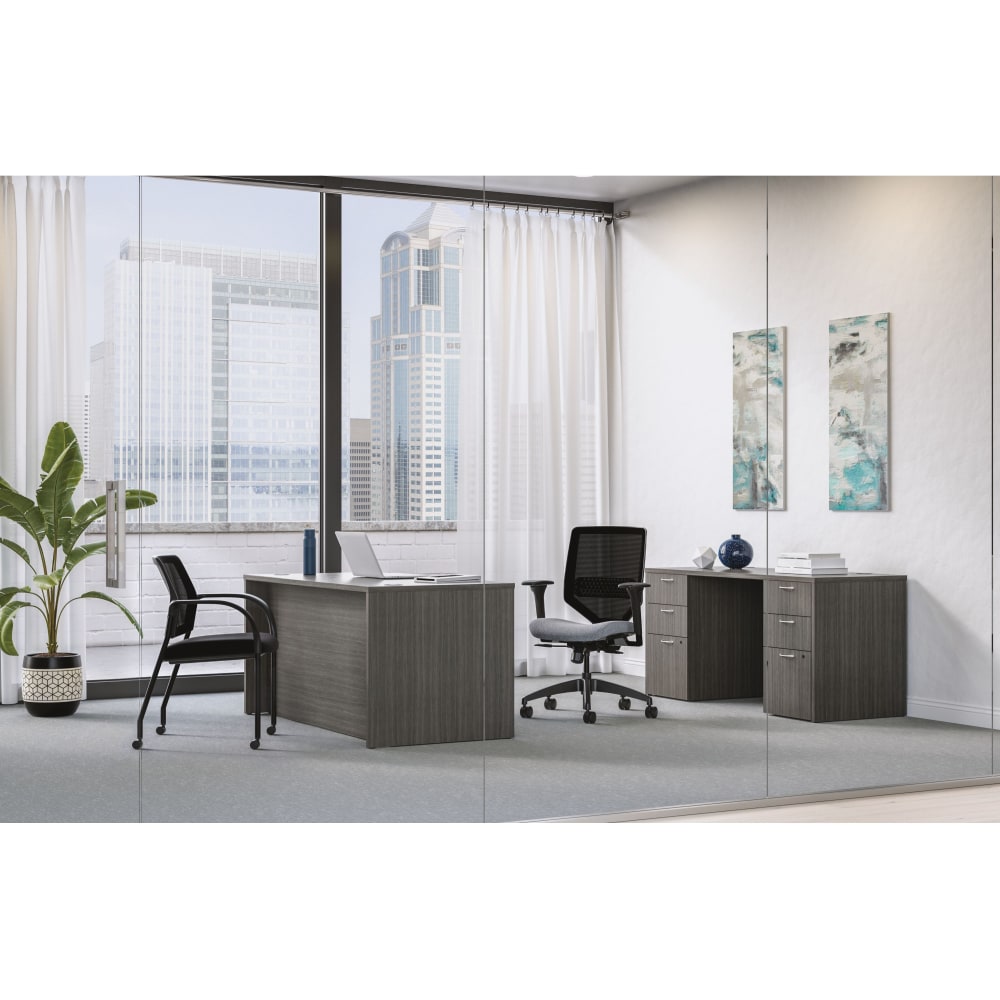HON Mod 60inW Executive Workstation Computer Desk And Credenza, Slate Teak MPN:HONMOD182