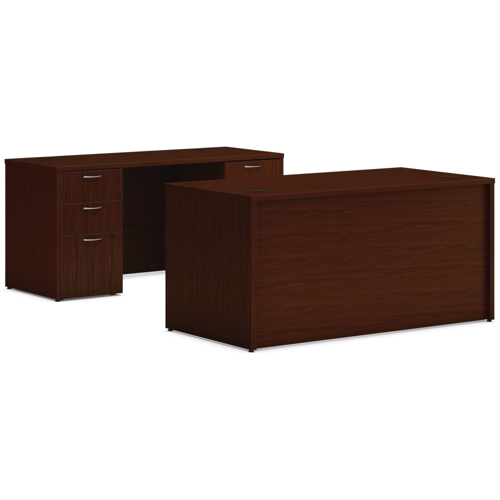 HON Mod 60inW Executive Workstation Computer Desk And Credenza, Traditional Mahogany MPN:HONMOD183