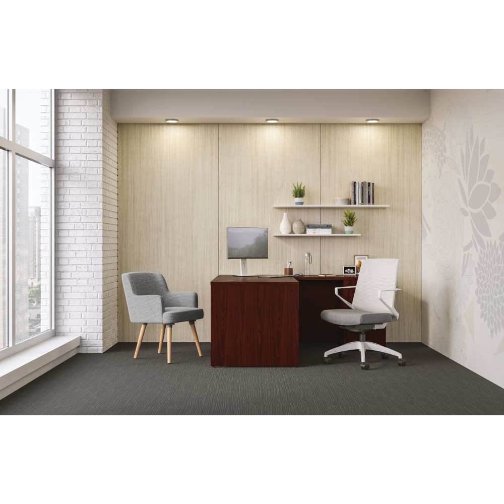 HON Mod 60inW L-Station Computer Desk With Single Pedestal, Mahogany MPN:HONMOD198