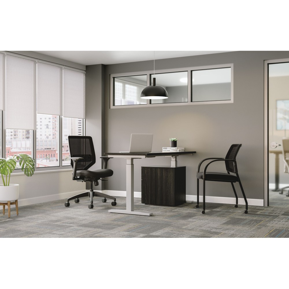HON Mod 60inW Height-Adjustable Computer Desk With Mobile Storage, Java Oak/Silver MPN:HONW6024HATBFJA