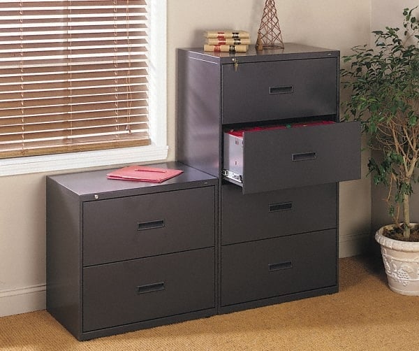 Horizontal File Cabinet: 4 Drawers, Steel, Black MPN:BSX434LP
