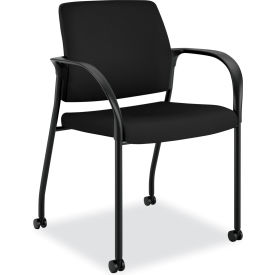 HON® Ignition® Guest Chair with Loop Arms & Casters Polyester Seat Black HONIS109HCU10