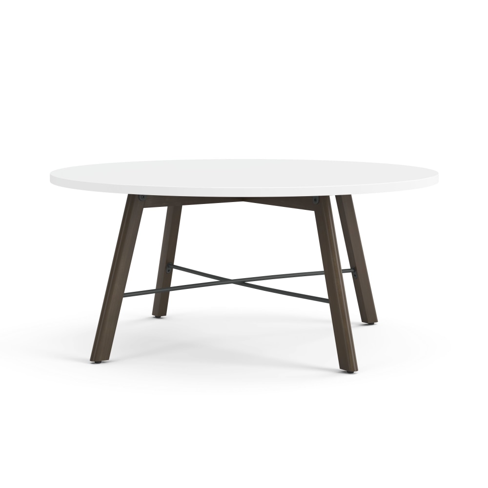 HON Scramble Wood Round Coffee Table, 16inH x 36inW x 36inD, Designer White/Florence Walnut MPN:HONCR36LMDWFWP7