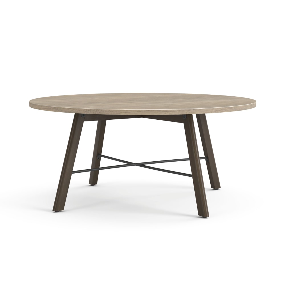 HON Scramble Wood Round Coffee Table, 16inH x 36inW x 36inD, Kingswood Walnut/Florence Walnut MPN:HONCR36LMKIFWP7