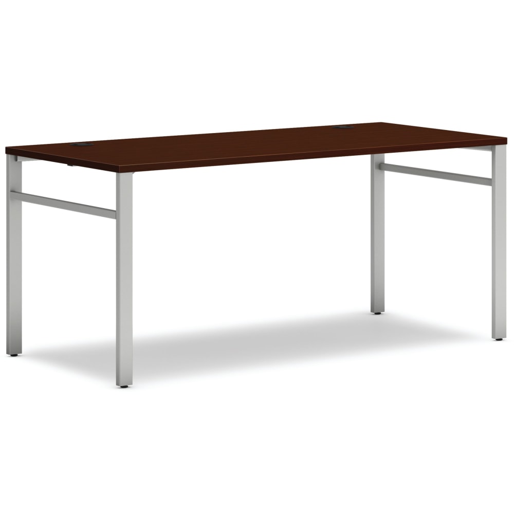 HON Mod Table Desk With U-Legs, 29inH x 66inW x 30inD, Silver/Traditional Mahogany MPN:HONMOD039
