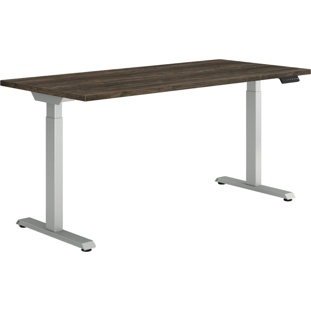 HON Coze Worksurface With Coordinate Height-Adjustable Base, 48inW, Florence Walnut/Nickel MPN:HONHAB2S2FW2448