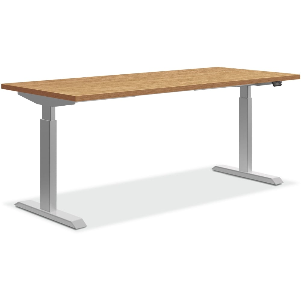 HON Coze Worksurface With Coordinate Height-Adjustable Base, 54inW, Natural Recon/Nickel MPN:HONHAB2S2NR2454