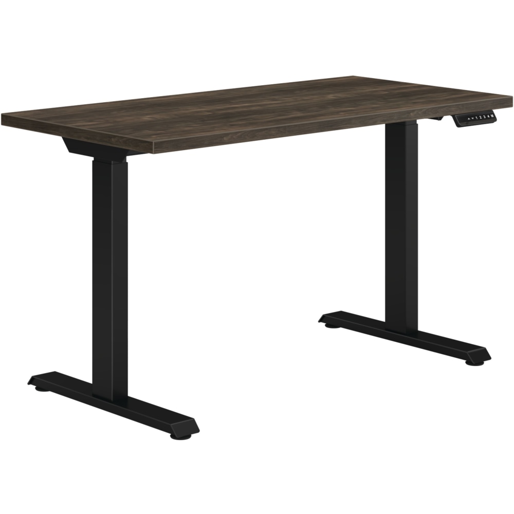 HON Coze Worksurface With Coordinate Height-Adjustable Base, 54inW, Florence Walnut/Black MPN:HONHABBLKFW2448