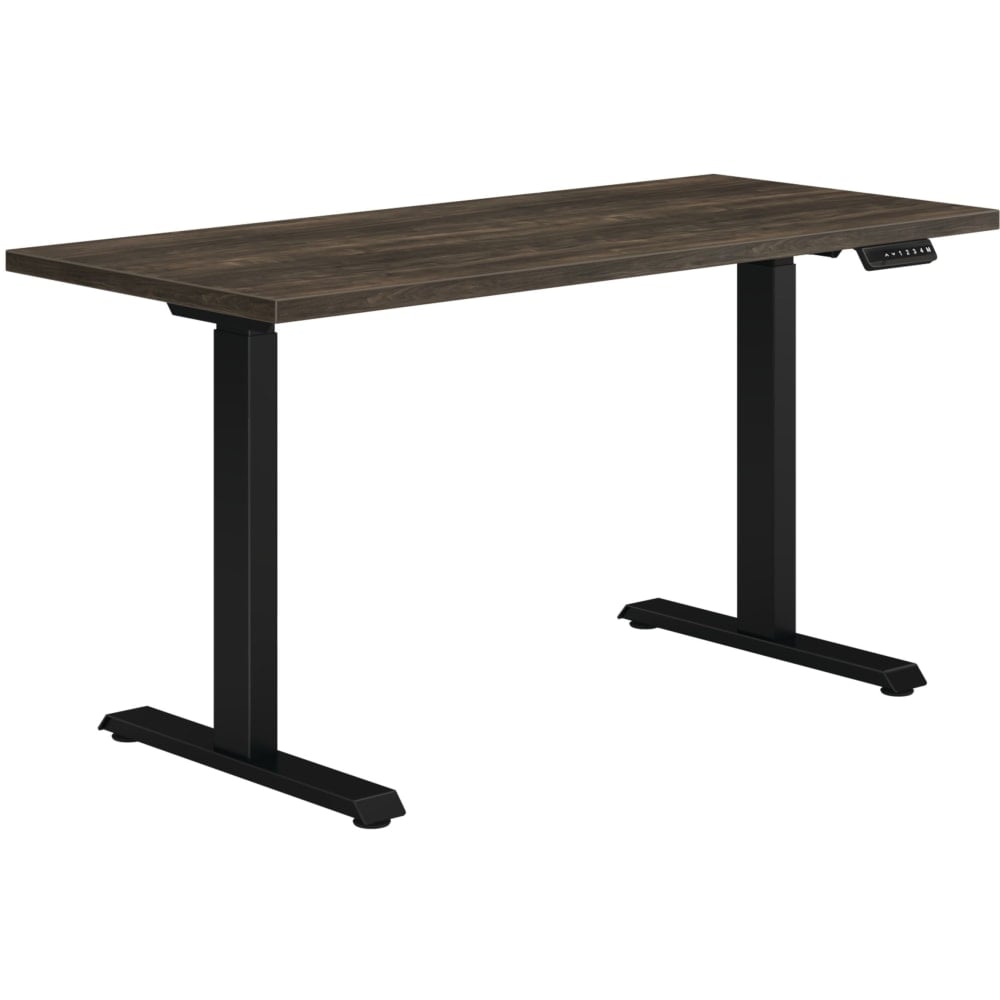 HON Coze Worksurface With Coordinate Height-Adjustable Base, 54inW, Florence Walnut/Black MPN:HONHABBLKFW2454