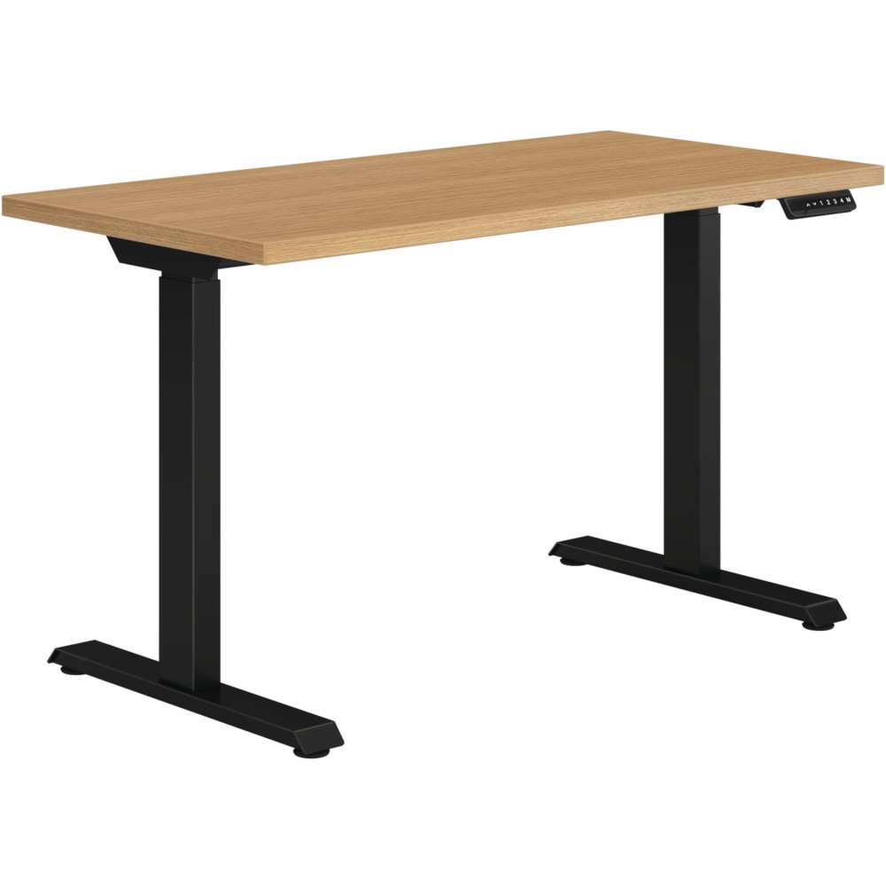 HON Coze Worksurface With Coordinate Height-Adjustable Base, 48inW, Natural Recon/Black MPN:HONHABBLKNR2448