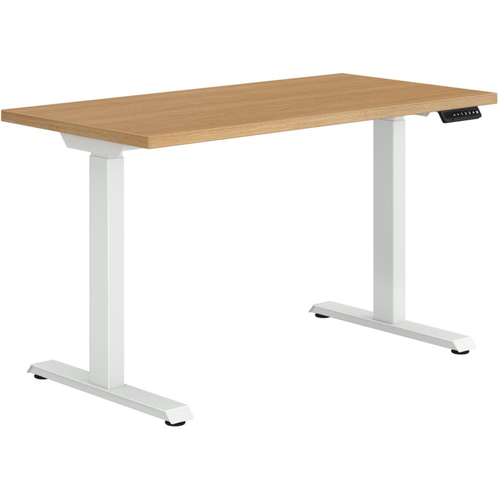 HON Coze Worksurface With Coordinate Height-Adjustable Base, 48inW, Natural Recon/White MPN:HONHABWHTNR2448
