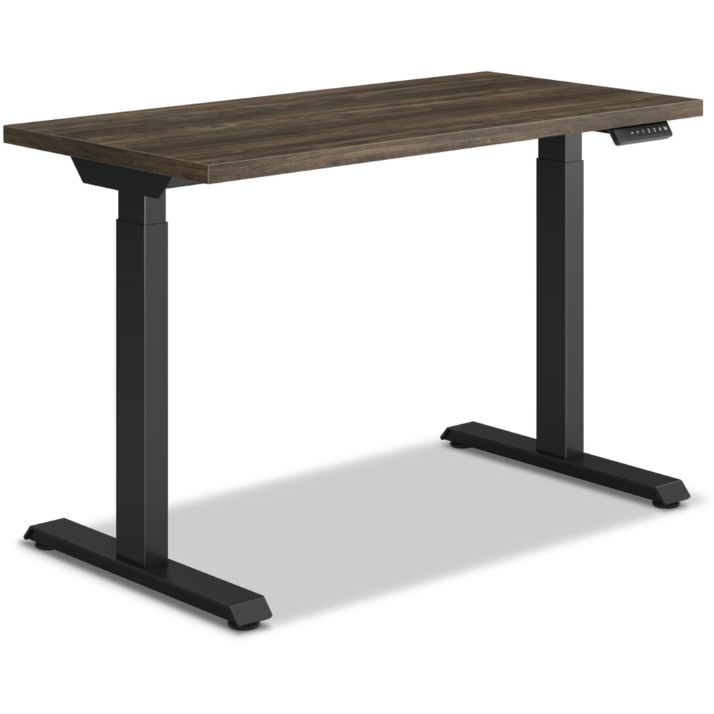 HON Coordinate Height-Adjustable Writing Desk, 46inW, Florence Walnut/Black MPN:HONHAT2SFLB2246