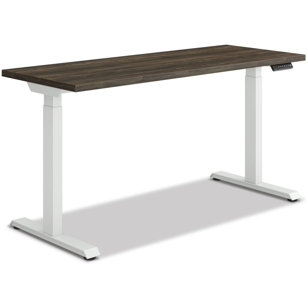 HON Coordinate Height-Adjustable Writing Desk, 58inW, Florence Walnut/Designer White MPN:HONHAT2SFLW2258