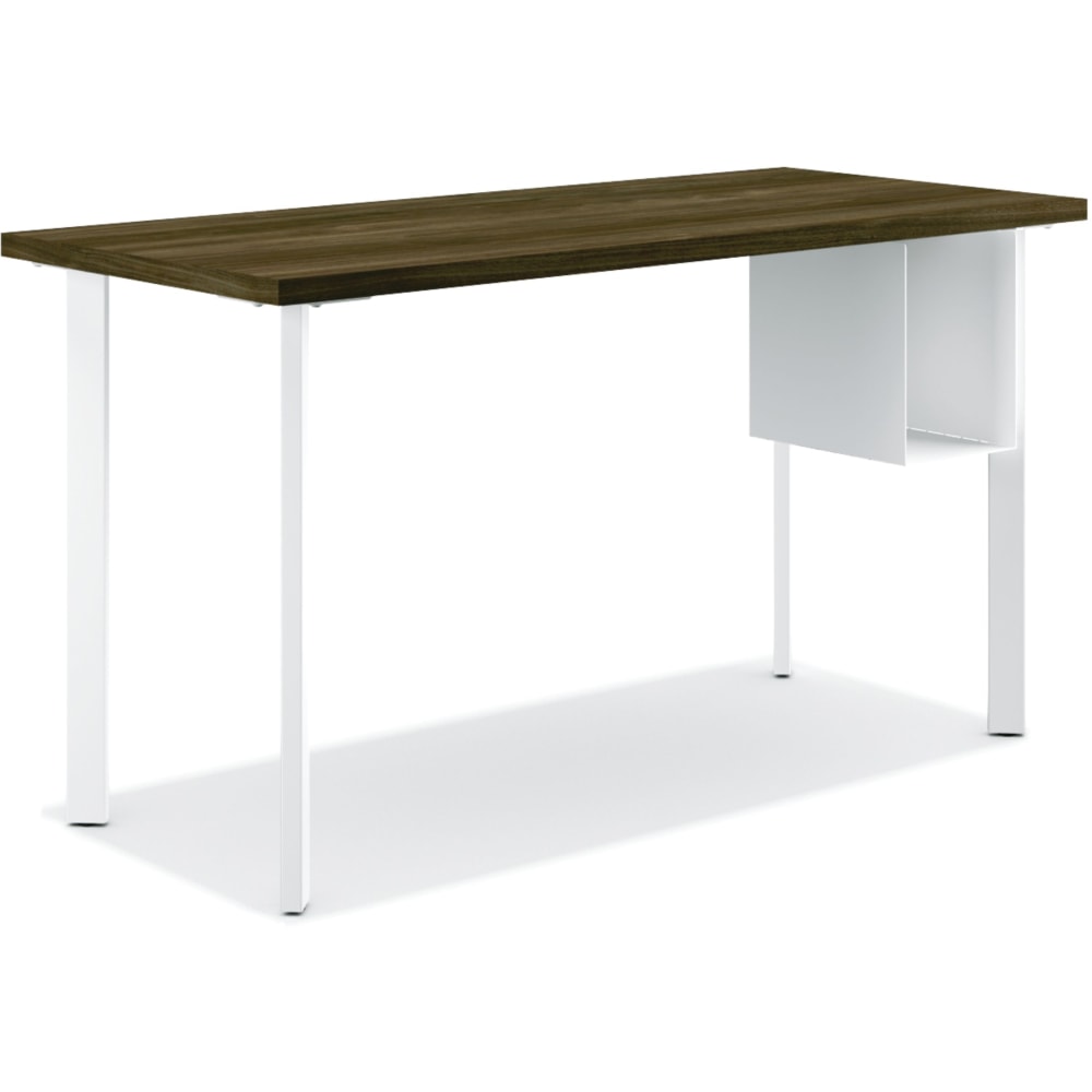 HON Coze 54inW Table Writing Desk With U-Storage, Florence Walnut/Designer White MPN:HONL5424LFW1PJS