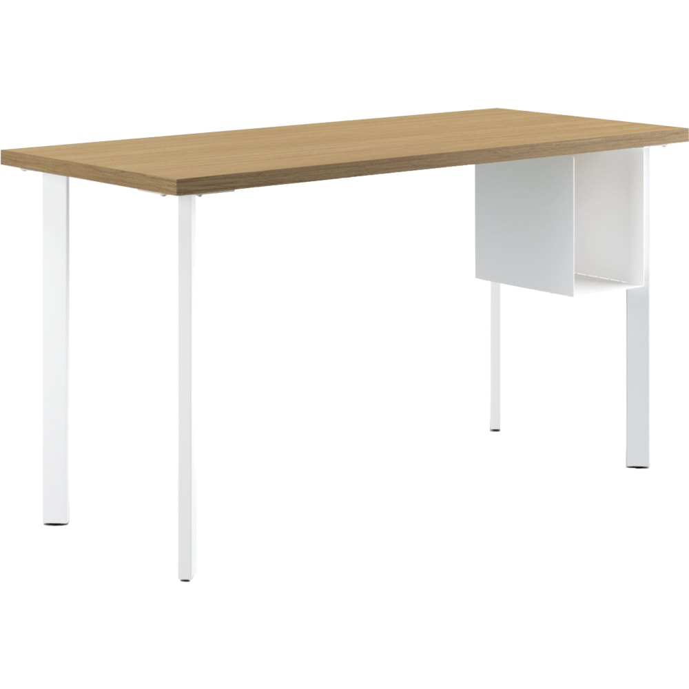 HON Coze 54inW Table Writing Desk With U-Storage, Natural Recon/Designer White MPN:HONL5424LNR1PJS
