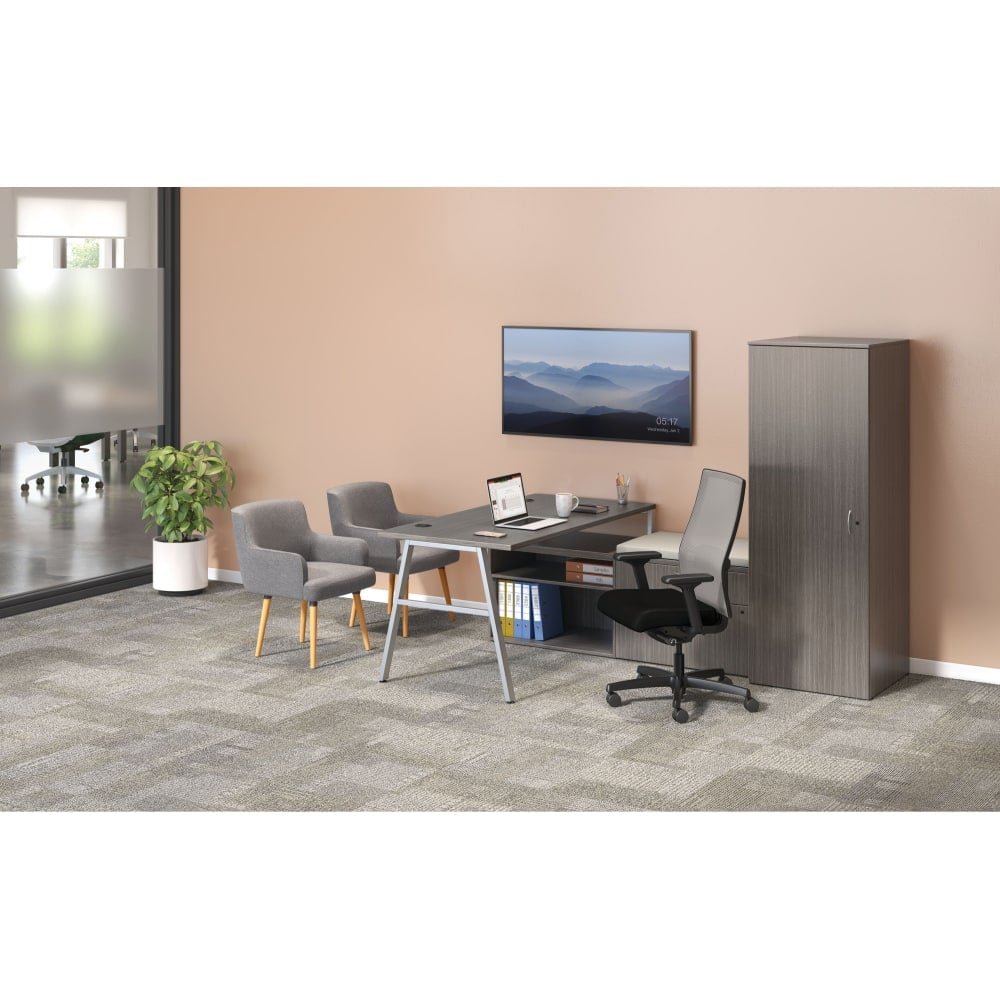 HON Mod A-Leg 84inW Table Writing Desk, Slate Teak/Silver/Cool Neutral MPN:HONMOD103