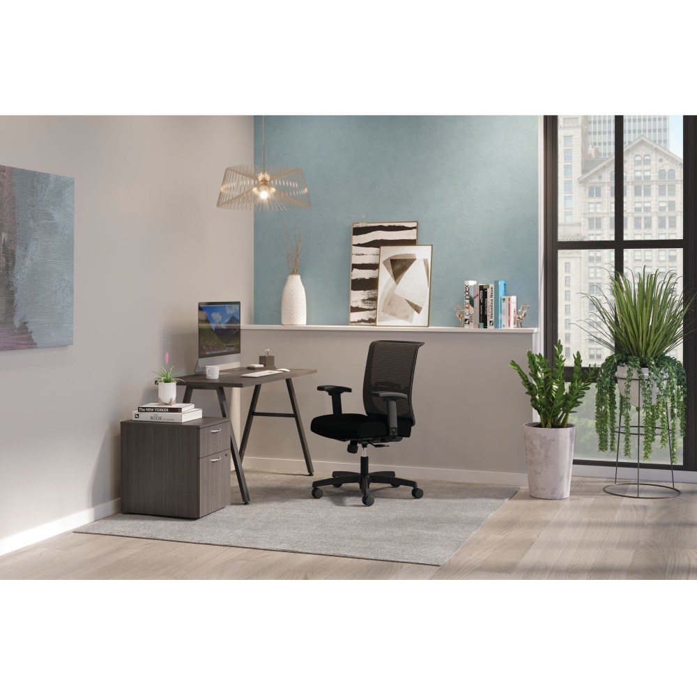 HON Mod 48inW Table Writing Desk With Mobile Storage, Black/Slate Teak MPN:HONMOD145