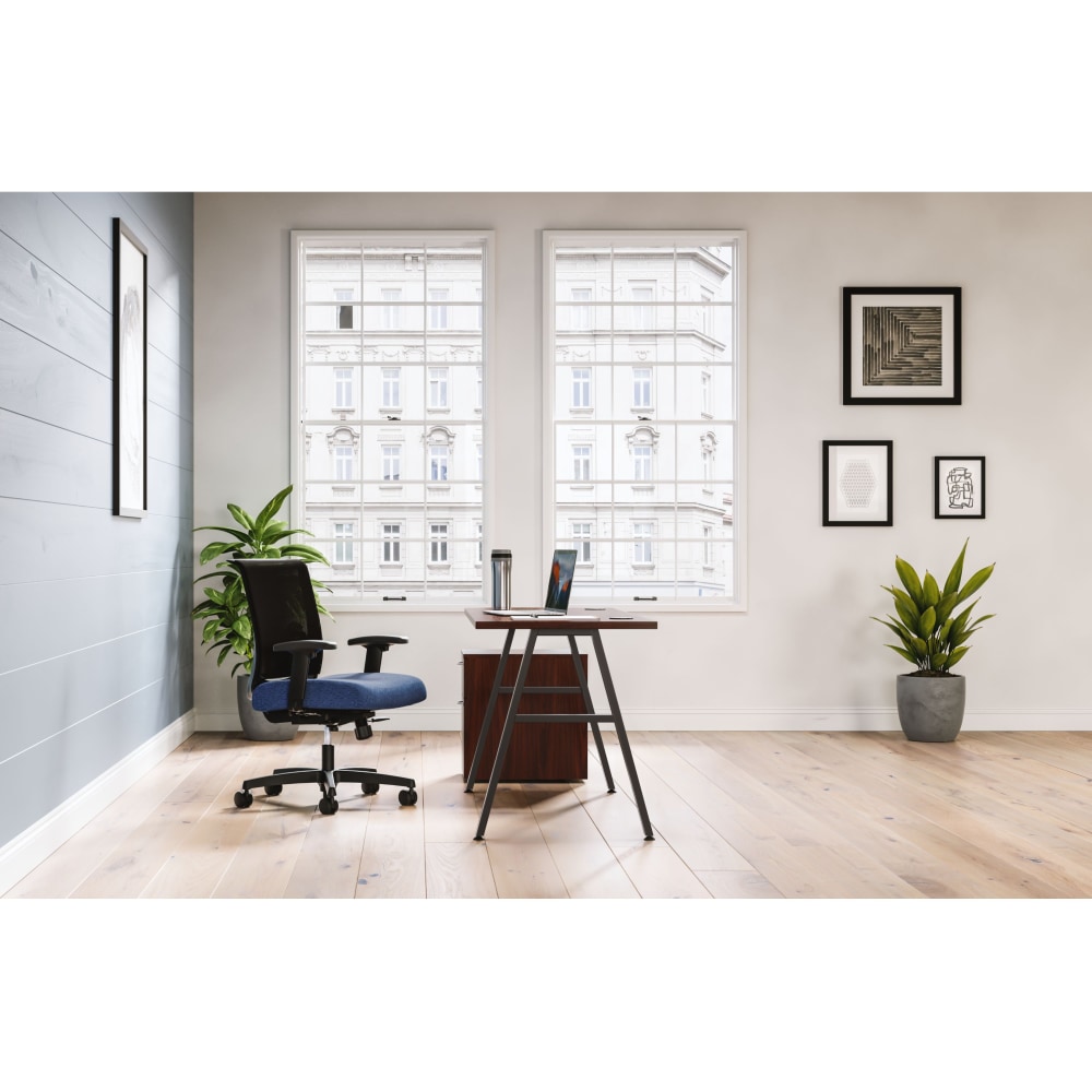 HON Mod 60inW Table Writing Desk With Mobile Storage, Black/Traditional Mahogany MPN:HONMOD159