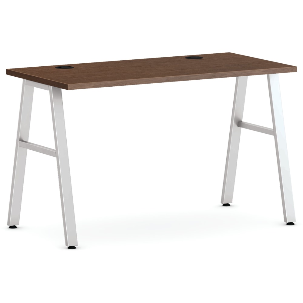 HON Mod Table Writing Desk, 48inW, Sepia Walnut/Silver MPN:HONMOD203