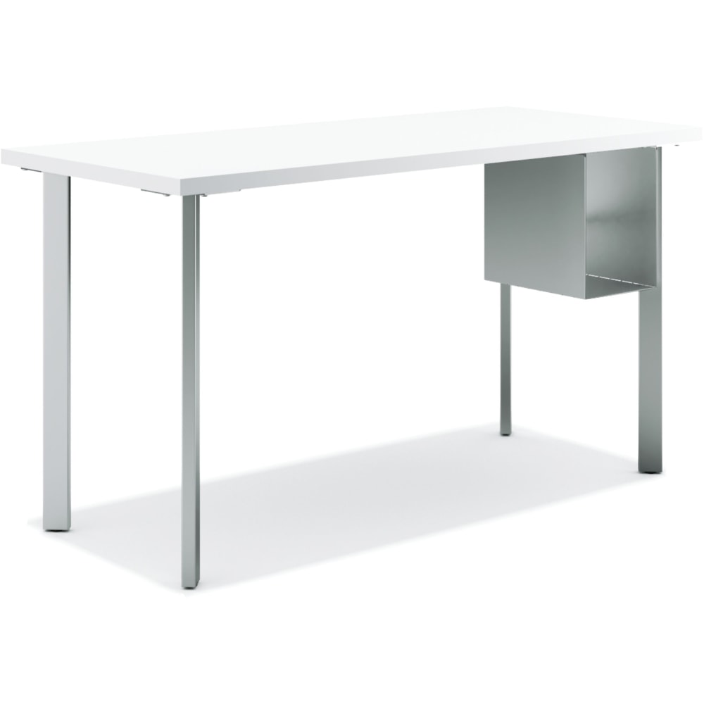 HON Coze 54inW Table Writing Desk With U-Storage, Designer White/Silver MPN:HONRPL2454DWP6S