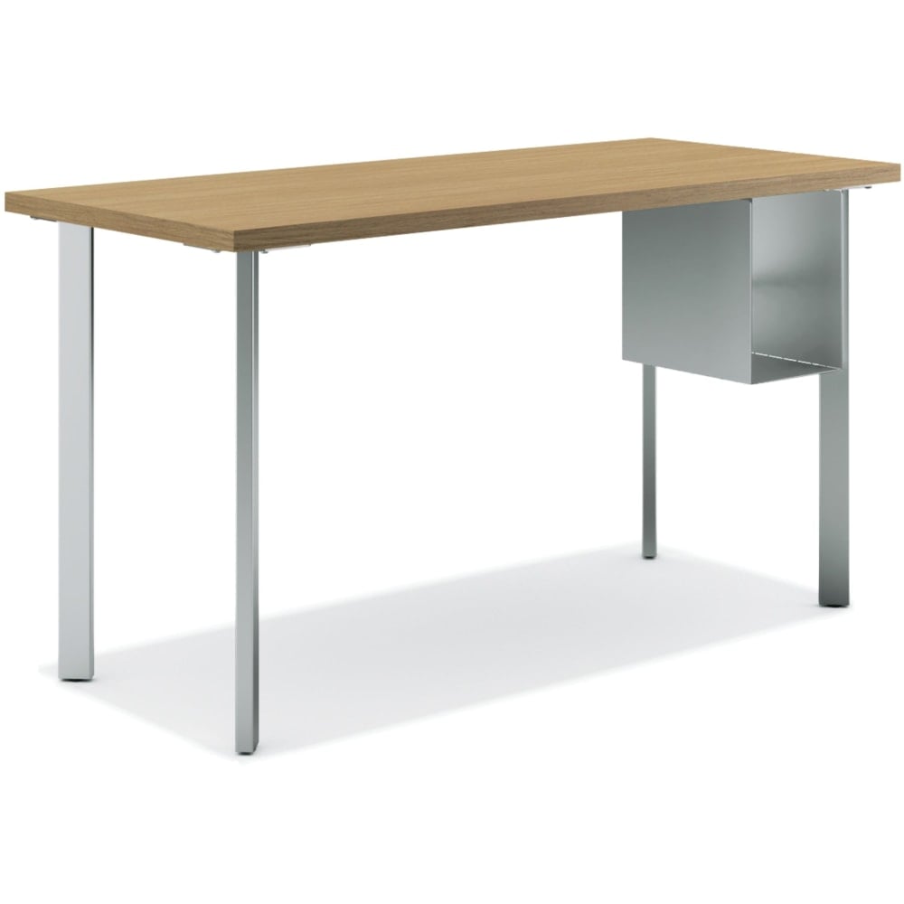 HON Coze 54inW Table Writing Desk With U-Storage, Natural Recon/Silver MPN:HONRPL2454N1P6S