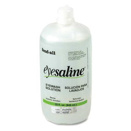 Eyewash Bottle Refill, 32 oz, Buffered Saline Solution, Includes Extended Flow Nozzles, PK12 MPN:320004550000
