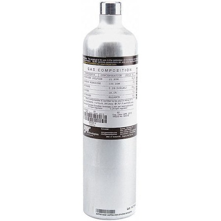 Calibration Gas, Ammonia, 34 L, C-10 Connection, +/-5% Accuracy, 500 psi Max. Pressure MPN:CG2-A-50-34