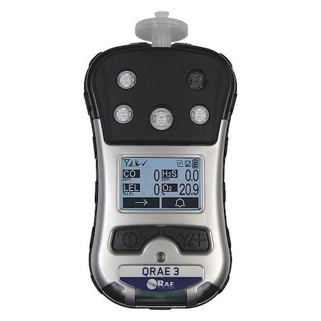 QRAE 3 Multi-Gas Detector, IP65, Vibrating, Monochrome, 14 hr Battery Life MPN:M020-11111-111