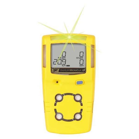 BW MicroClip Multi-Gas Detector, IP68, Audible, Vibrating, Visual, LCD, 18 hr Battery Life MPN:MCX3-XW0M-Y-NA