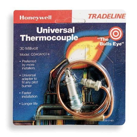 Thermocouple, LP/NG, 18 to 30 mV, 36 in L., Standard Coaxial, Adapter, Push-In Clip MPN:Q340A1090