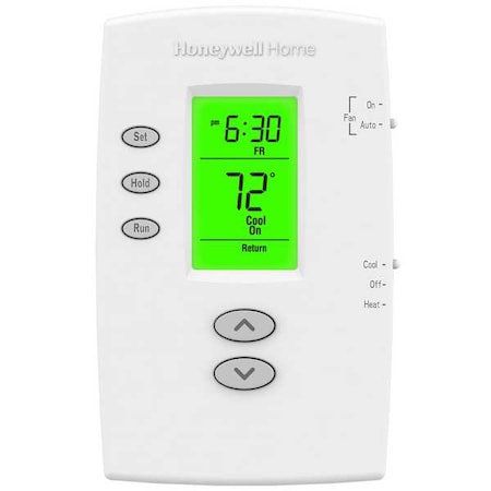 Vertical Programmable Thermostats, 5-2 Programs, 1 H, 1 C, Hardwired/Battery, 20/30VAC MPN:TH2110DV1008/U