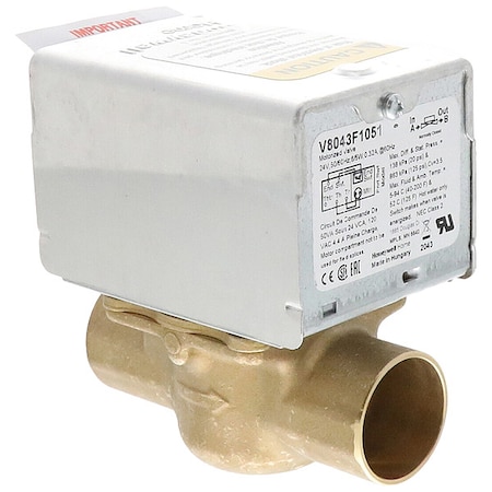 Motorized Zone Valve, NC, Brass, 1 in Sweat MPN:V8043F1051