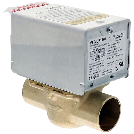 Motorized Zone Valve, NC, Brass, 1 in Sweat MPN:V8043F1101