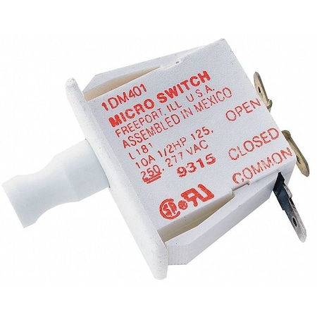 Snap Action Switch, Finger Grip, Plunger Actuator, SPDT, 10 A at 240 V AC Contact Rating MPN:1DM401